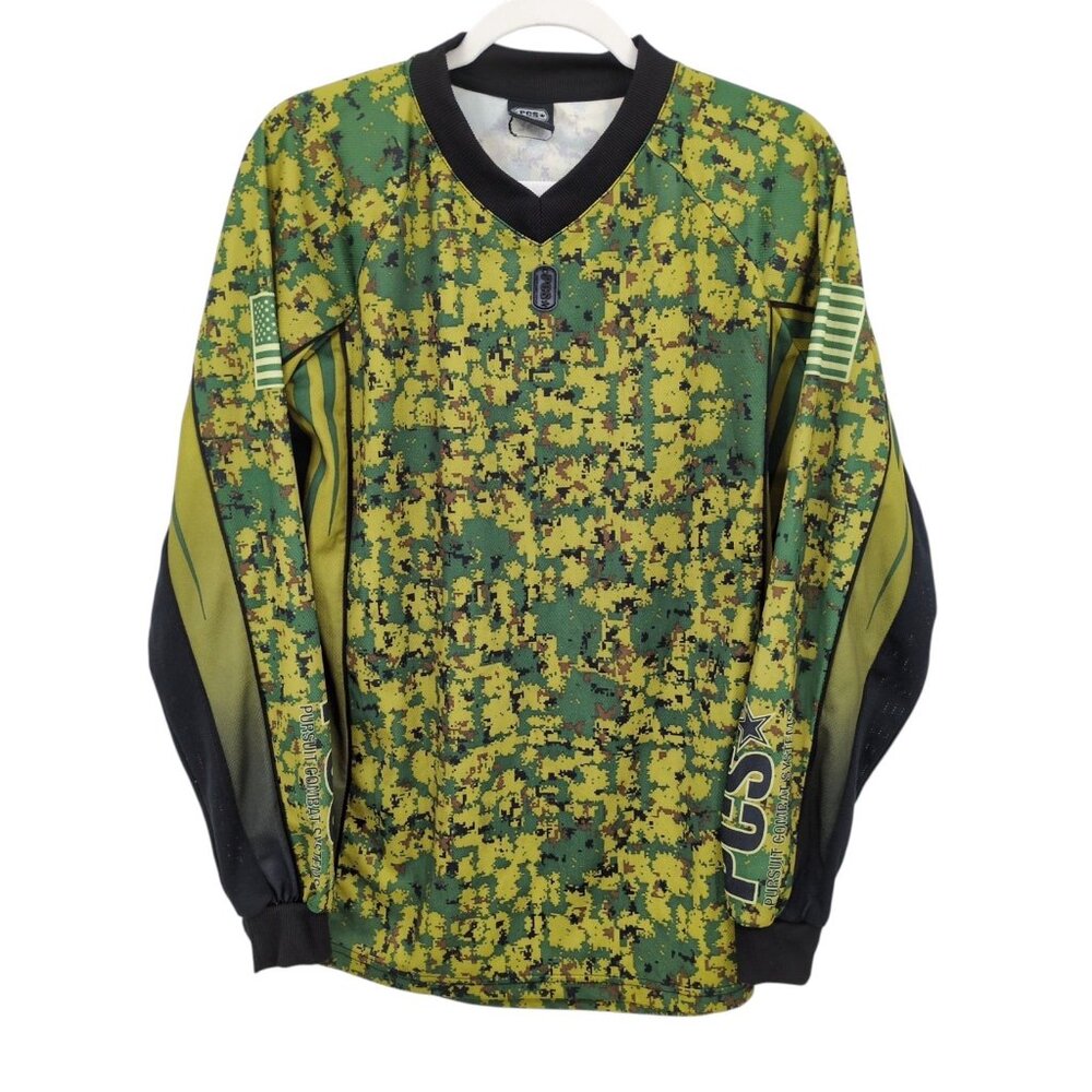 PCS Pursuit Combat‎ Systems Paintball Jersey Digi Camo Green Small VTG Tactical
